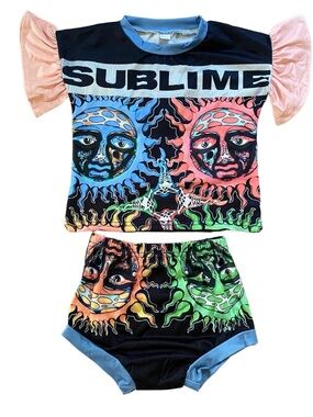 Sublime Graphic Two-Piece Set - Multicolor Sun Faces